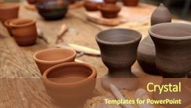  Presentation with ceramics - Colorful PPT layouts enhanced with clay pottery ceramics on vintage table at artisan studio backdrop and a tawny brown colored foreground