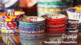  Presentation with central asia - Cool new PPT theme with clay tea pot - beautiful handmade ceramics of uzbekistan backdrop and a tawny brown colored foreground