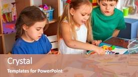  Presentation with team kids - Slides featuring clay with hands in preschool background and a coral colored foreground