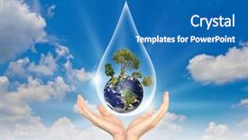 Presentation with clean air - PPT theme consisting of clean air - eco concept hand with tree background and a teal colored foreground