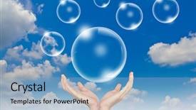 Presentation with air bubbles - Cool new slides with clean air - hand hold bubbles backdrop and a light blue colored foreground