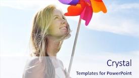  Presentation with energy air - Cool new theme with clean air - happy young beautiful bride backdrop and a sky blue colored foreground