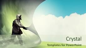  Presentation with gas air - PPT theme with leather jecket with helmet background and a dark gray colored foreground