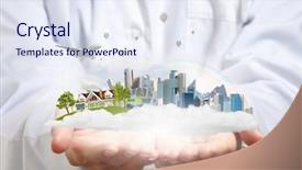  Presentation with green life - Colorful PPT layouts enhanced with clean air - male hands holding green life backdrop and a sky blue colored foreground