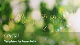  Presentation with air bubbles - Slide set featuring clean air - soap bubbles on green background background and a tawny brown colored foreground