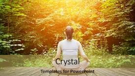  Presentation with breathing - Amazing PPT theme having clean air - young woman meditating backdrop and a yellow colored foreground