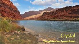  Presentation with water river - Audience pleasing PPT theme consisting of clean and clear water of the colorado river among the steep mountains of red sandstone backdrop and a violet colored foreground