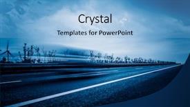  Presentation with asphalt road - PPT theme with highway urban scene - clean asphalt road under cloudy background and a  colored foreground