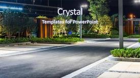  Presentation with asphalt road - Audience pleasing slide deck consisting of clean asphalt road through office backdrop and a wine colored foreground