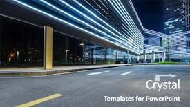  Presentation with asphalt road - Slide set featuring clean asphalt road through office background and a gray colored foreground