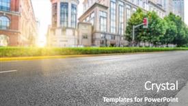  Presentation with asphalt road - Audience pleasing slide set consisting of clean asphalt road with city backdrop and a gray colored foreground