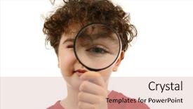  Presentation with magnifying glass - PPT layouts consisting of clean audit - young boy holding magnifying glass background and a  colored foreground