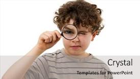  Presentation with blonde holds a magnifying glass - Theme with clean audit - young boy holding magnifying glass background and a  colored foreground