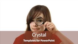  Presentation with blonde holds a magnifying glass - Slide deck enhanced with clean audit - young girl holding magnifying glass background and a  colored foreground