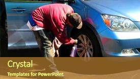  Presentation with car - Audience pleasing PPT layouts consisting of clean auto - young man washing the car backdrop and a tawny brown colored foreground