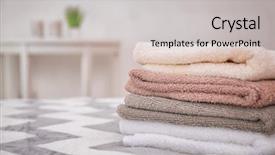  Presentation with bed hotel - Colorful slide deck enhanced with clean bath towels on bed backdrop and a light gray colored foreground