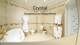  Presentation with cartoon shower and clean - Presentation theme with clean bathroom with bath shower background and a soft green colored foreground