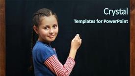  Presentation with clean - Beautiful theme featuring cute girl posing at the clean blackboard in the classroom backdrop and a wine colored foreground