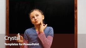  Presentation with clean - Cool new PPT layouts with cute girl posing at the clean blackboard in the classroom backdrop and a tawny brown colored foreground
