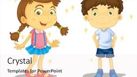  Presentation with sparkling - Presentation featuring clean boy and girl - eps background and a sky blue colored foreground