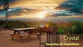  Presentation with mountain top - Slide deck consisting of clean-camping-site-in-top background and a tawny brown colored foreground