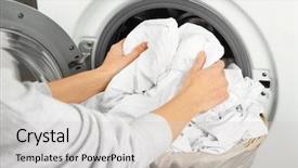  Presentation with clothes washing machine - Audience pleasing presentation consisting of clean clothes from washing backdrop and a light gray colored foreground