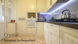  Presentation with kitchen furniture - Slide deck with clean-designed-cream-colored-cozy background and a coral colored foreground