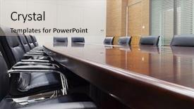  Presentation with office room - Amazing presentation theme having clean desk - modern office meeting room interior backdrop and a  colored foreground