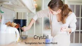  Presentation with pregnant woman cleaning - Amazing presentation theme having clean desk - young woman doing housework cleaning backdrop and a soft green colored foreground