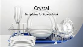  Presentation with plain clear navy blue blue and white cloudy - Presentation design with clean dishes on stand isolated background and a white colored foreground