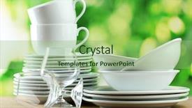  Presentation with clean - Presentation theme with clean dishes on wooden table background and a seafoam green colored foreground
