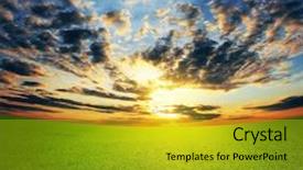  Presentation with sun rising over north america - Colorful slide deck enhanced with clean earth - sunset over field with grass backdrop and a  colored foreground