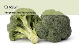  Presentation with fruit and vegetable waste - Slide deck consisting of clean eating - broccoli vegetable isolated on white background and a  colored foreground