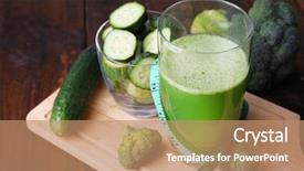  Presentation with green glass - Presentation featuring clean eating - glass of green smoothie background and a  colored foreground