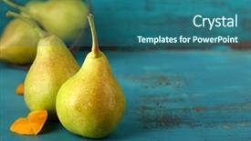  Presentation with wooden - Beautiful presentation theme featuring clean eating - ripe tasty pears on wooden backdrop and a ocean colored foreground