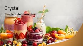  Presentation with healthy snack - Audience pleasing presentation theme consisting of clean eating ideas for breakfast backdrop and a light gray colored foreground