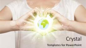  Presentation with shining - PPT theme consisting of clean energy - hands creating a form background and a lemonade colored foreground