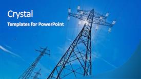  Presentation with high voltage - Cool new presentation theme with clean energy - high-voltage pylons for electricity backdrop and a teal colored foreground