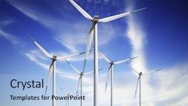  Presentation with windmill - Slides featuring clean energy - windmill on green field background and a light blue colored foreground