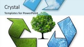  Presentation with clean - Colorful PPT layouts enhanced with clean environment - conceptual recycling symbol backdrop and a light blue colored foreground