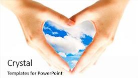  Presentation with clean - PPT theme consisting of clean environment - heart formed by female hand background and a sky blue colored foreground