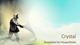  Presentation with turning page - Presentation design with clean environment - image of man in gas background and a cream colored foreground