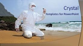  Presentation with pollution - Amazing slide set having clean environment - worker in a protective suit backdrop and a sky blue colored foreground