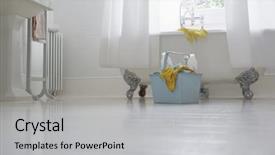  Presentation with bathroom - Amazing presentation theme having floor clean - basket of dirty clothes backdrop and a  colored foreground