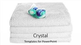  Presentation with laundry detergent - Amazing slide set having clean folded towels and detergent backdrop and a white colored foreground