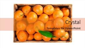  Presentation with leaves - PPT theme with clean food - ripe tasty tangerines with fresh background and a gold colored foreground