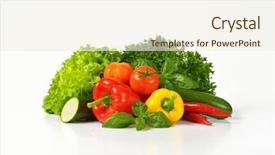  Presentation with vegetables - Presentation design consisting of clean green - assortment of fresh vegetables background and a cream colored foreground
