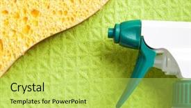  Presentation with cleaning agents - PPT theme enhanced with clean green - image of a sponge background and a yellow colored foreground