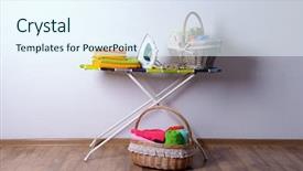  Presentation with ironing - PPT layouts with clean green - ironing board with laundry background and a sky blue colored foreground