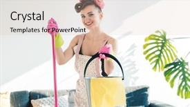  Presentation with holding bucket while water droplet - Beautiful theme featuring clean holding bucket and broom backdrop and a lemonade colored foreground